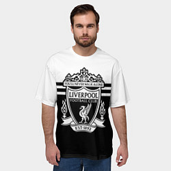 Футболка оверсайз мужская Ливерпуль - черно-белый, цвет: 3D-принт — фото 2
