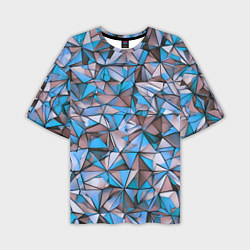 Футболка оверсайз мужская Маленькие синие треугольники, цвет: 3D-принт