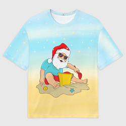 Футболка оверсайз мужская Дед Мороз на море, цвет: 3D-принт