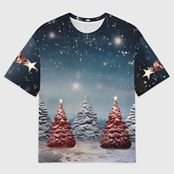 Футболка оверсайз мужская Волшебство зимней природы иней на деревьях, цвет: 3D-принт