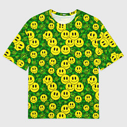 Футболка оверсайз мужская Камуфляжные смайлики, цвет: 3D-принт