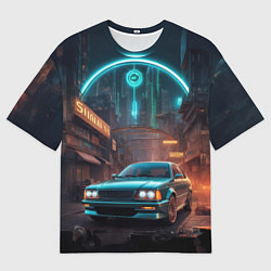 Футболка оверсайз мужская Автомобиль на разрушенной улице, цвет: 3D-принт