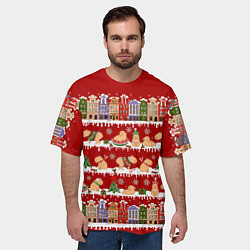 Футболка оверсайз мужская Капибара на Новый год, цвет: 3D-принт — фото 2