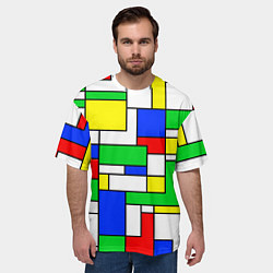 Футболка оверсайз мужская Геометрический жёлто-сине-красный, цвет: 3D-принт — фото 2