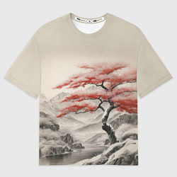Футболка оверсайз мужская Красное дерево у реки, цвет: 3D-принт