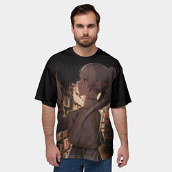 Футболка оверсайз мужская Фрирен ставит книгу на полку, цвет: 3D-принт — фото 2