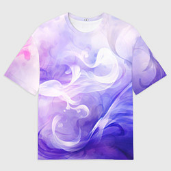Футболка оверсайз мужская Белые узоры на абстрактном фиолетовом фоне, цвет: 3D-принт