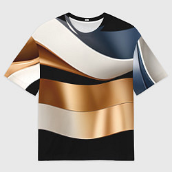Футболка оверсайз мужская Золотистые вставки абстракции, цвет: 3D-принт