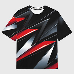 Футболка оверсайз мужская Red black abstract, цвет: 3D-принт