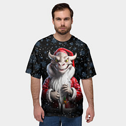 Футболка оверсайз мужская Santa dragon, цвет: 3D-принт — фото 2