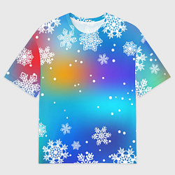 Мужская футболка оверсайз Снегопад на Новый год