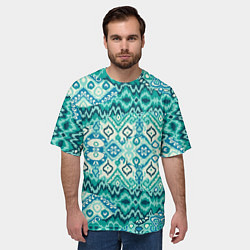 Футболка оверсайз мужская Орнамент узбекского народа - икат, цвет: 3D-принт — фото 2