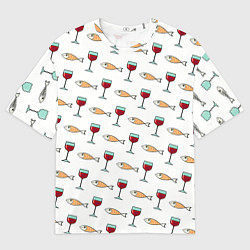 Футболка оверсайз мужская Фокус с с исчезновением рыбы и вина, цвет: 3D-принт