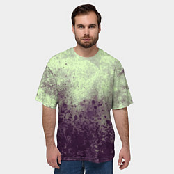 Футболка оверсайз мужская Абстракция - фиолетовые пятна на зеленом фоне, цвет: 3D-принт — фото 2