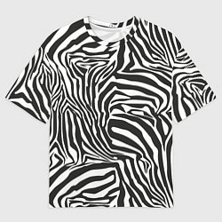 Футболка оверсайз мужская Шкура зебры черно - белая графика, цвет: 3D-принт