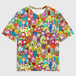 Мужская футболка оверсайз Веселые русские матрешки