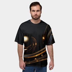 Футболка оверсайз мужская Абстракция золотого на черном, цвет: 3D-принт — фото 2