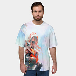 Футболка оверсайз мужская Девушка с гитарой арт, цвет: 3D-принт — фото 2