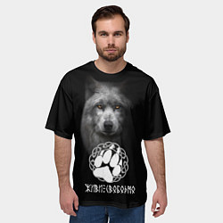 Футболка оверсайз мужская Свободный славянский волк, цвет: 3D-принт — фото 2