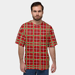 Футболка оверсайз мужская Новогодняя клетка, цвет: 3D-принт — фото 2