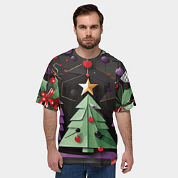 Футболка оверсайз мужская Оригамная елка, цвет: 3D-принт — фото 2