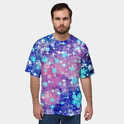 Футболка оверсайз мужская Снежинки - морозный паттерн, цвет: 3D-принт — фото 2