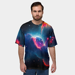 Футболка оверсайз мужская Арт яркий космос, цвет: 3D-принт — фото 2