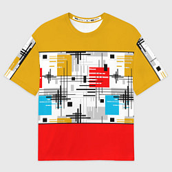 Мужская футболка оверсайз Узор красного горчичного цвета