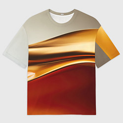 Футболка оверсайз мужская Бежевые и золотистые волны, цвет: 3D-принт