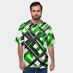 Футболка оверсайз мужская Зелёные и чёрные мазки, цвет: 3D-принт — фото 2