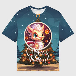 Мужская футболка оверсайз Кроха олицетворяющий зиму