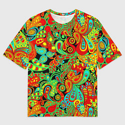Мужская футболка оверсайз Индийский этнический орнамент пейсли