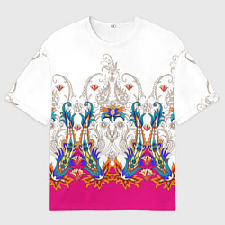 Мужская футболка оверсайз Цветочный сказочный узор