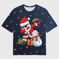 Футболка оверсайз мужская Санта Клаус и снеговик, цвет: 3D-принт