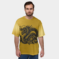 Футболка оверсайз мужская Дракон на золоте, цвет: 3D-принт — фото 2