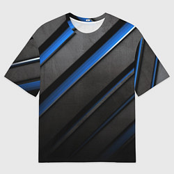 Мужская футболка оверсайз Black blue lines