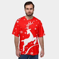 Футболка оверсайз мужская Christmas deer, цвет: 3D-принт — фото 2