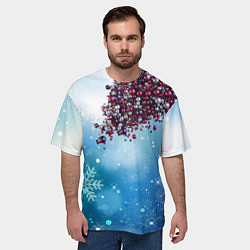 Футболка оверсайз мужская Цунами из новогодних шариков, цвет: 3D-принт — фото 2