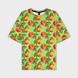 Мужская футболка оверсайз Апельсинки с листьями