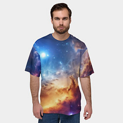 Футболка оверсайз мужская Оранжевая небула космос, цвет: 3D-принт — фото 2