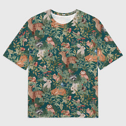 Футболка оверсайз мужская Goblincore - лес зверей, цвет: 3D-принт