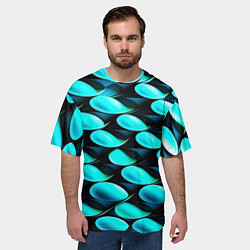 Футболка оверсайз мужская Голубые чешуйки, цвет: 3D-принт — фото 2