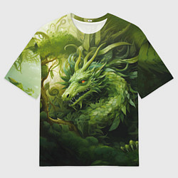 Футболка оверсайз мужская Зеленый травяной дракон, цвет: 3D-принт