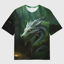 Футболка оверсайз мужская Зеленый дракон 2024 года, цвет: 3D-принт