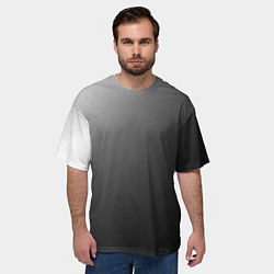 Футболка оверсайз мужская Черно-белый диагональный градиент, цвет: 3D-принт — фото 2