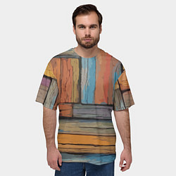Футболка оверсайз мужская Акварельные доски, цвет: 3D-принт — фото 2