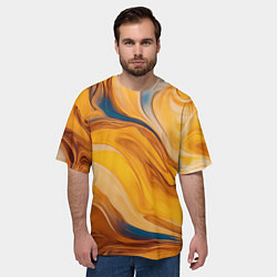 Футболка оверсайз мужская Жидкая золотая текстура - нейросеть, цвет: 3D-принт — фото 2