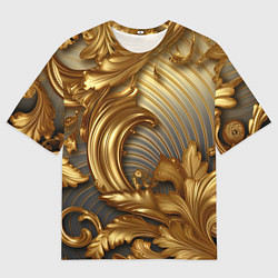 Мужская футболка оверсайз Золотая текстура и абстракции