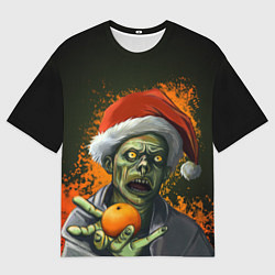 Футболка оверсайз мужская Новогодний зомби, цвет: 3D-принт