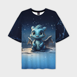 Мужская футболка оверсайз Снежный дракон 2024